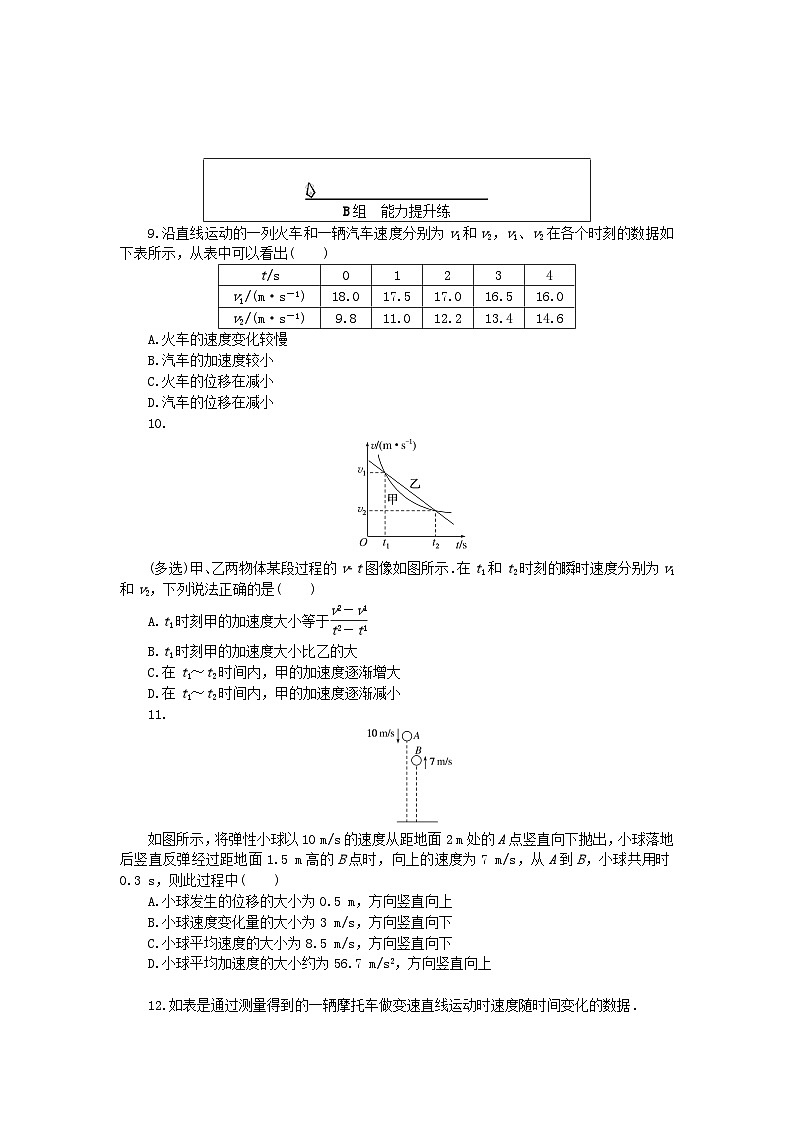 2024版新教材高中物理课时分层作业六速度变化快慢的描述__加速度新人教版必修第一册03