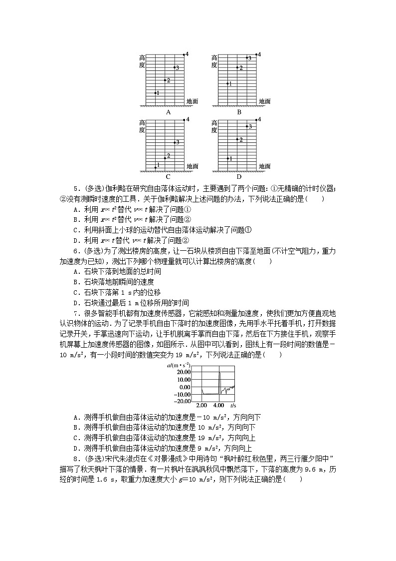 2024版新教材高中物理课时分层作业十自由落体运动新人教版必修第一册第2页