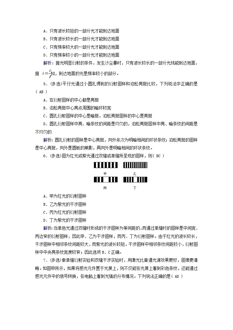 新教材适用2023_2024学年高中物理第4章光5光的衍射提能作业新人教版选择性必修第一册第2页