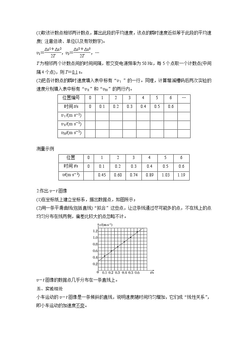人教版高中物理新教材同步讲义 必修第一册第2章　1　实验：探究小车速度随时间变化的规律（含解析）第2页
