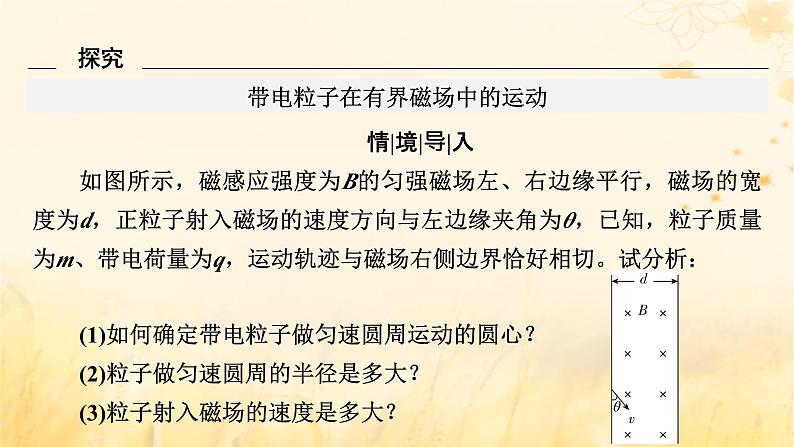 新教材适用2023_2024学年高中物理第1章安培力与洛伦兹力3带电粒子在匀强磁场中的运动第2课时带电粒子在有界匀强磁场中的圆周运动课件新人教版选择性必修第二册第5页