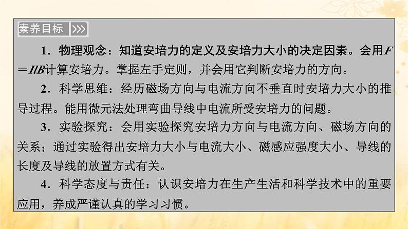 新教材适用2023_2024学年高中物理第1章安培力与洛伦兹力1磁吃通电导线的作用力第1课时安培力的方向及大小课件新人教版选择性必修第二册06