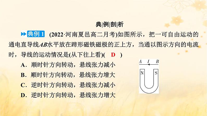 新教材适用2023_2024学年高中物理第1章安培力与洛伦兹力1磁吃通电导线的作用力第2课时安培力作用下导体的运动问题课件新人教版选择性必修第二册08