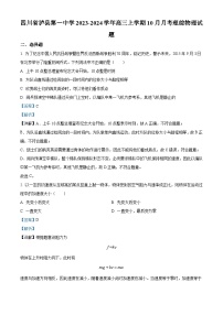 四川省泸县第一中学2023-2024学年高三物理上学期10月月考试题（Word版附解析）