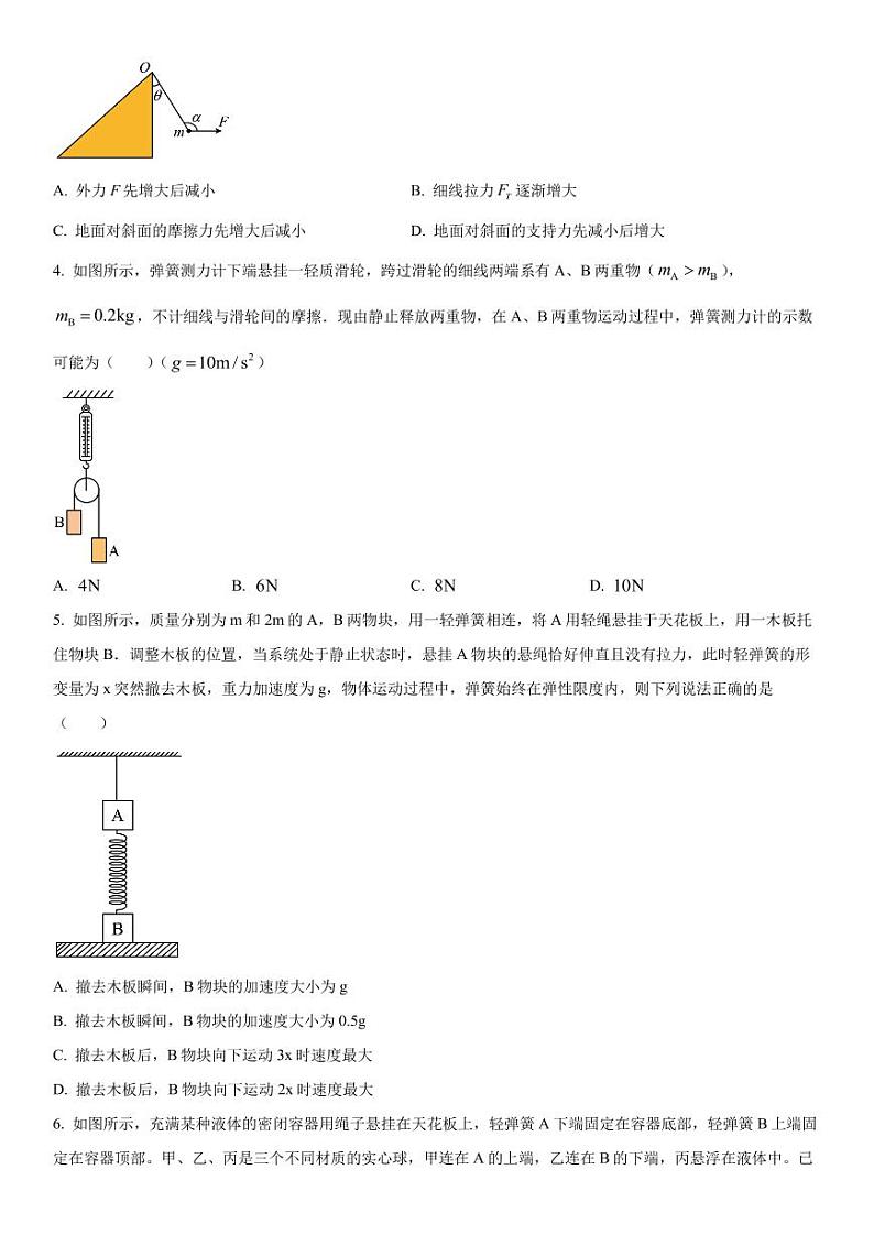 2023-2024学年江苏泰州中学高三期初调研考试 物理试题（含答案）第2页