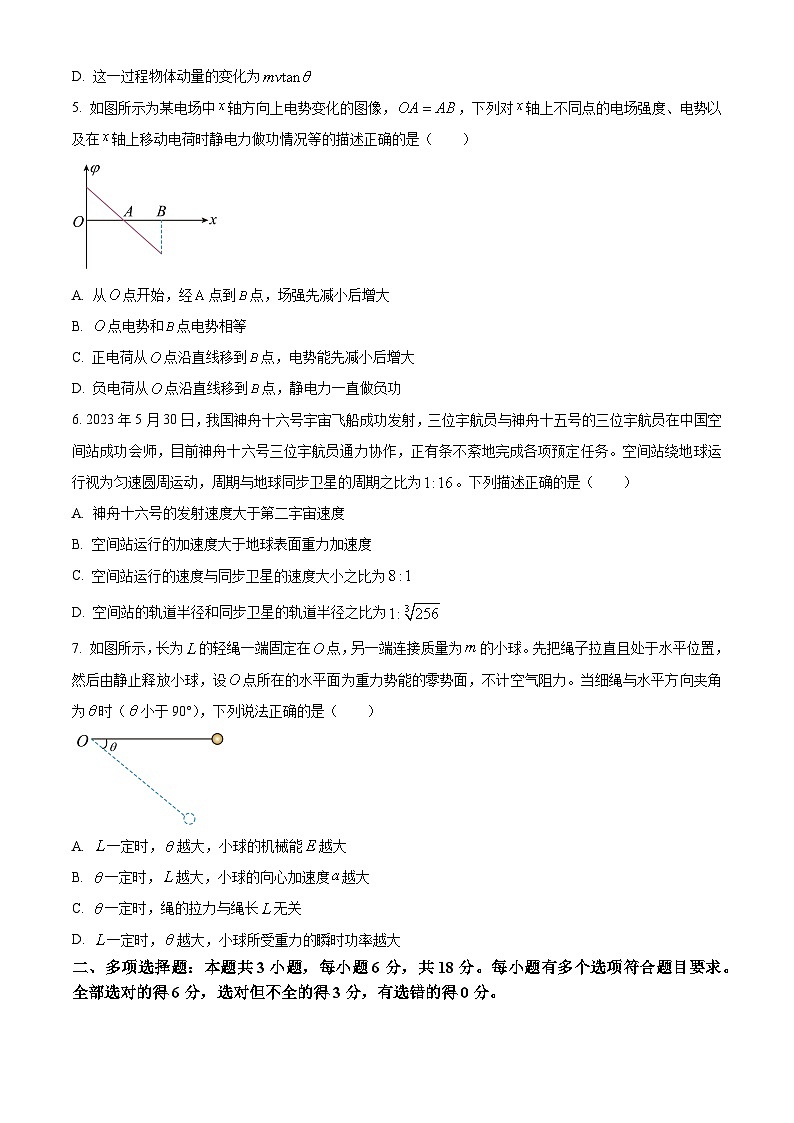 2024安徽省皖豫名校联盟高三上学期第一次大联考物理试题含解析02