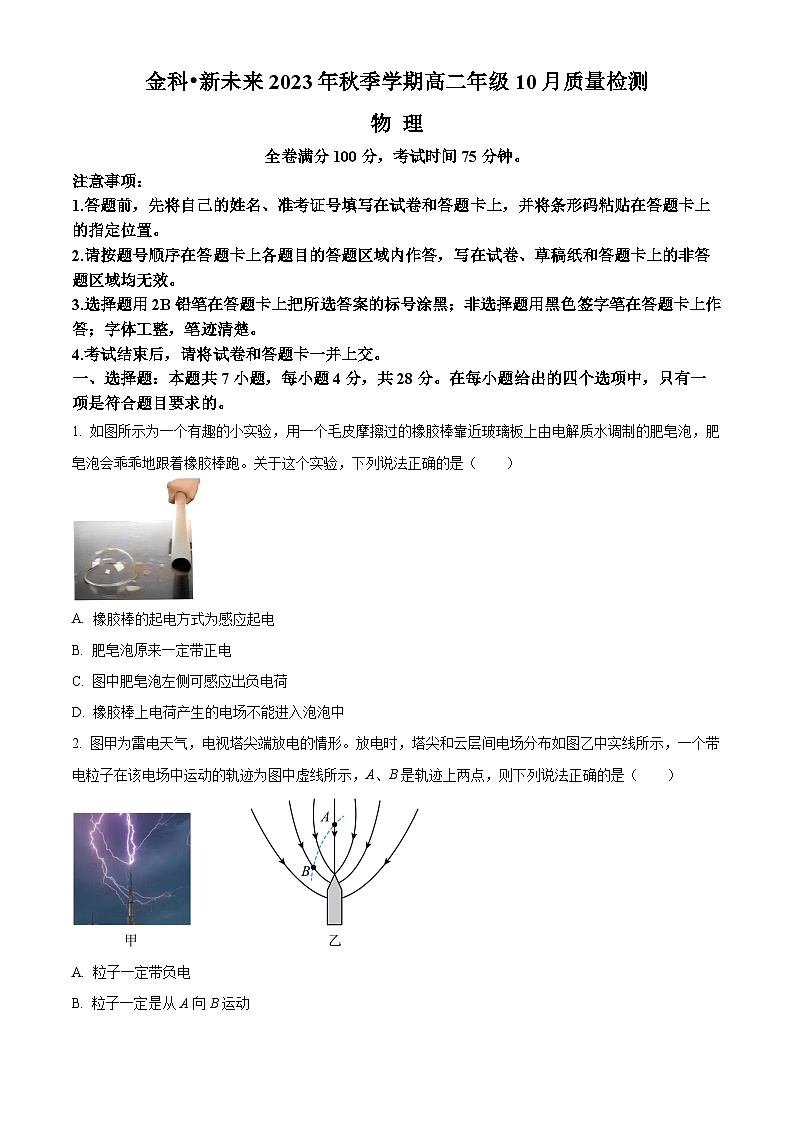 2024河南省金科・新未来高二上学期期中考试物理含答案01