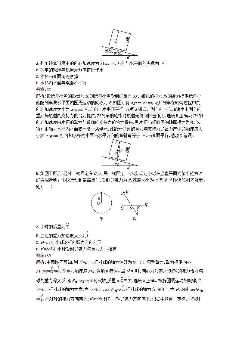 广西专版2023_2024学年新教材高中物理第6章圆周运动习题课二圆周运动规律的应用课后训练新人教版必修第二册第3页