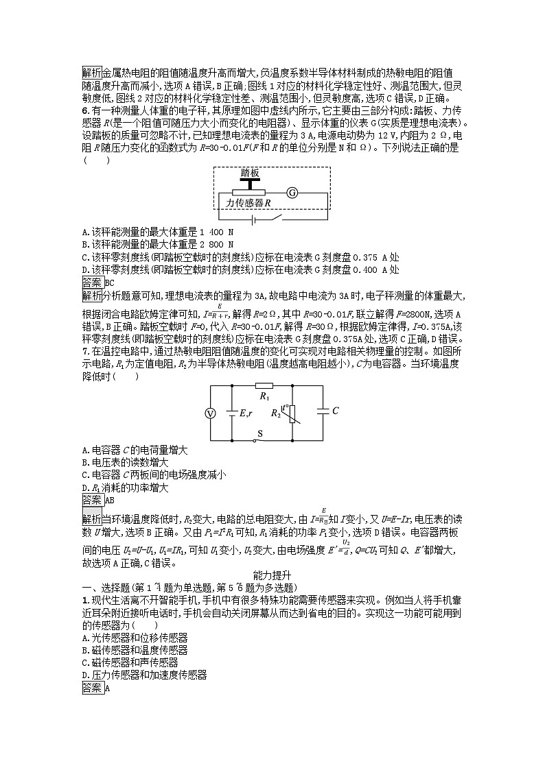广西专版2023_2024学年新教材高中物理第5章传感器2常见传感器的工作原理及应用课后训练新人教版选择性必修第二册第2页