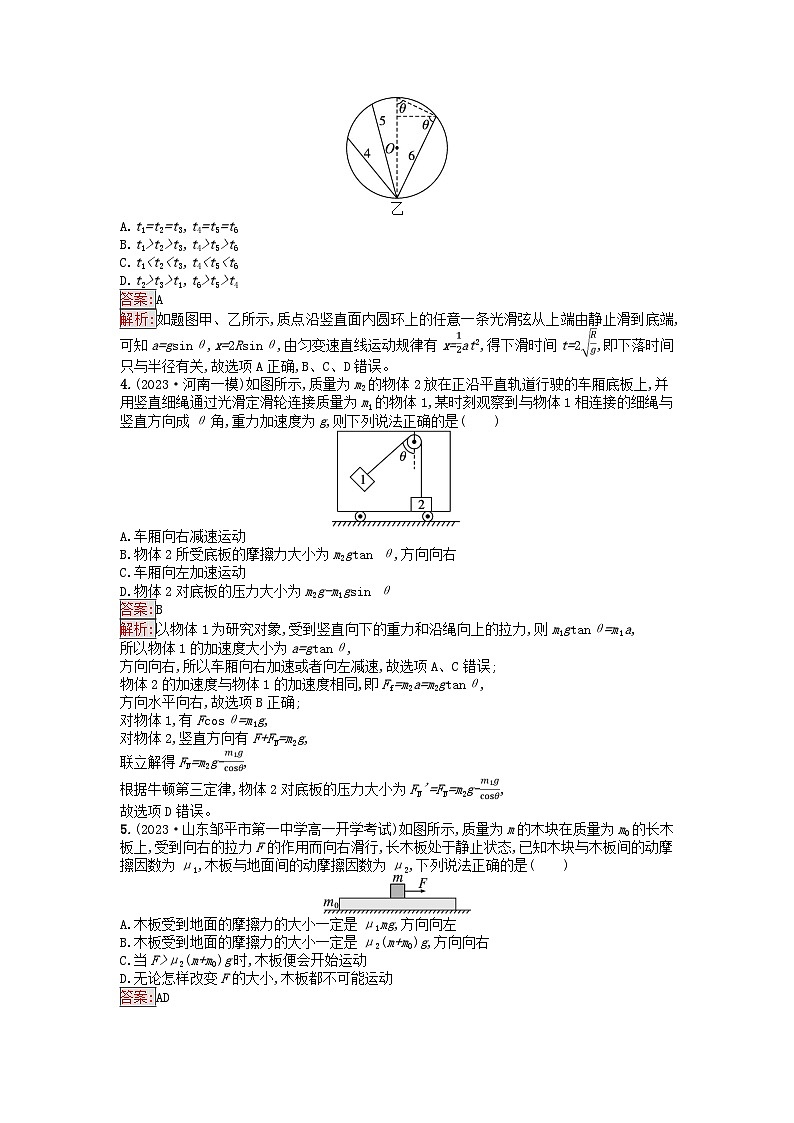 广西专版2023_2024学年新教材高中物理第4章运动和力的关系习题课三动力学中四种典型物理模型课后训练新人教版必修第一册02