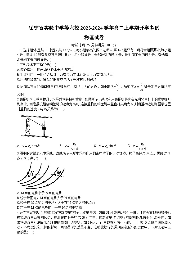 2022-2023学年辽宁省实验中学等六校高二上学期开学考试物理试题含答案01