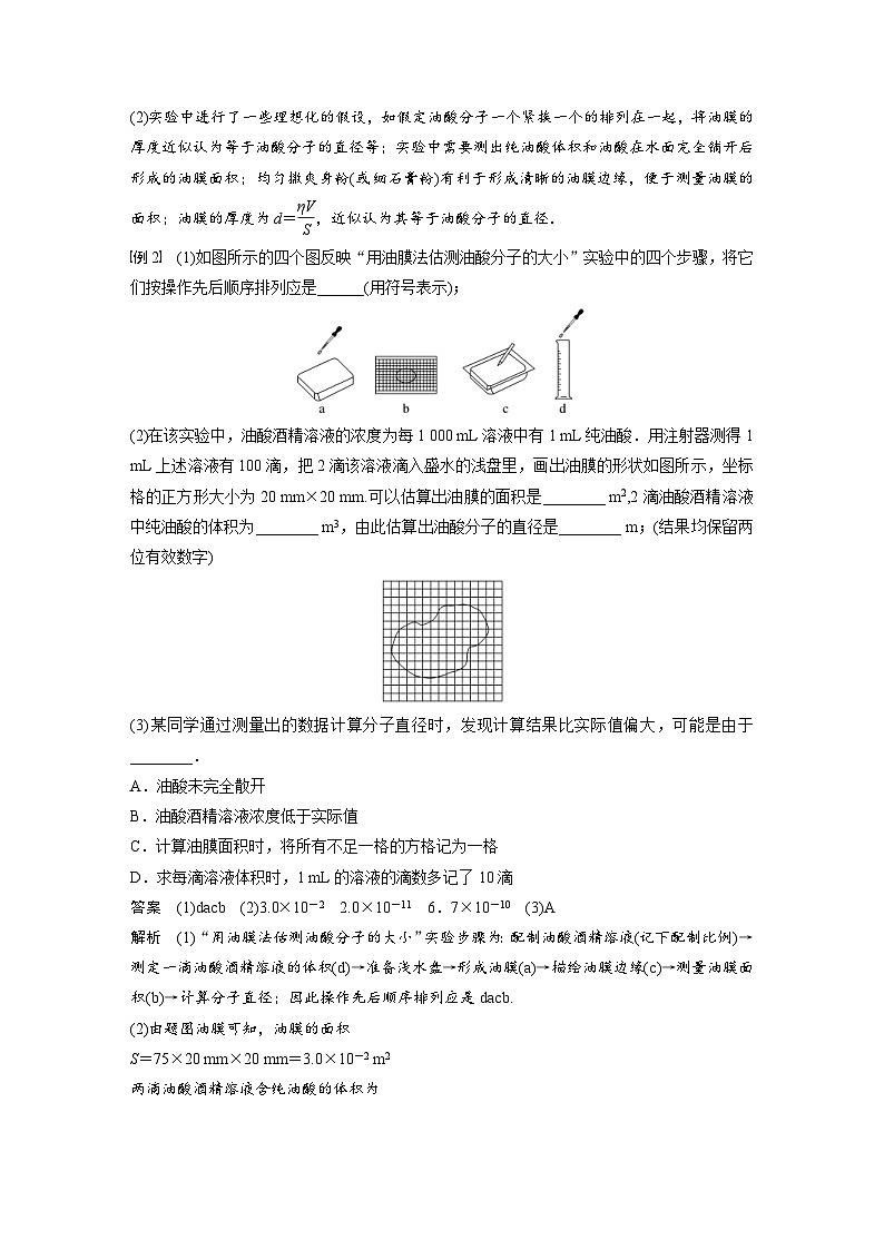 人教版高中物理新教材同步讲义选修第三册 第1章　2　实验：用油膜法估测油酸分子的大小（含解析）第3页