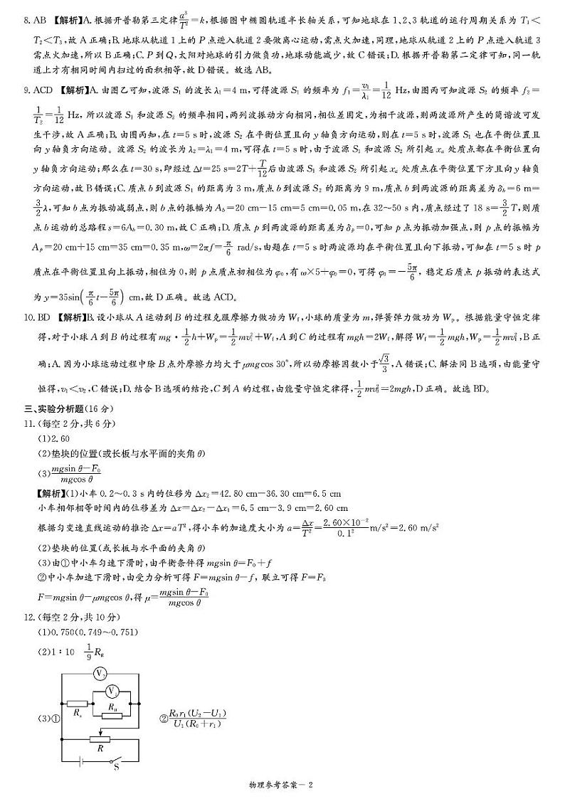 2024届11月高三联考物理答案第2页