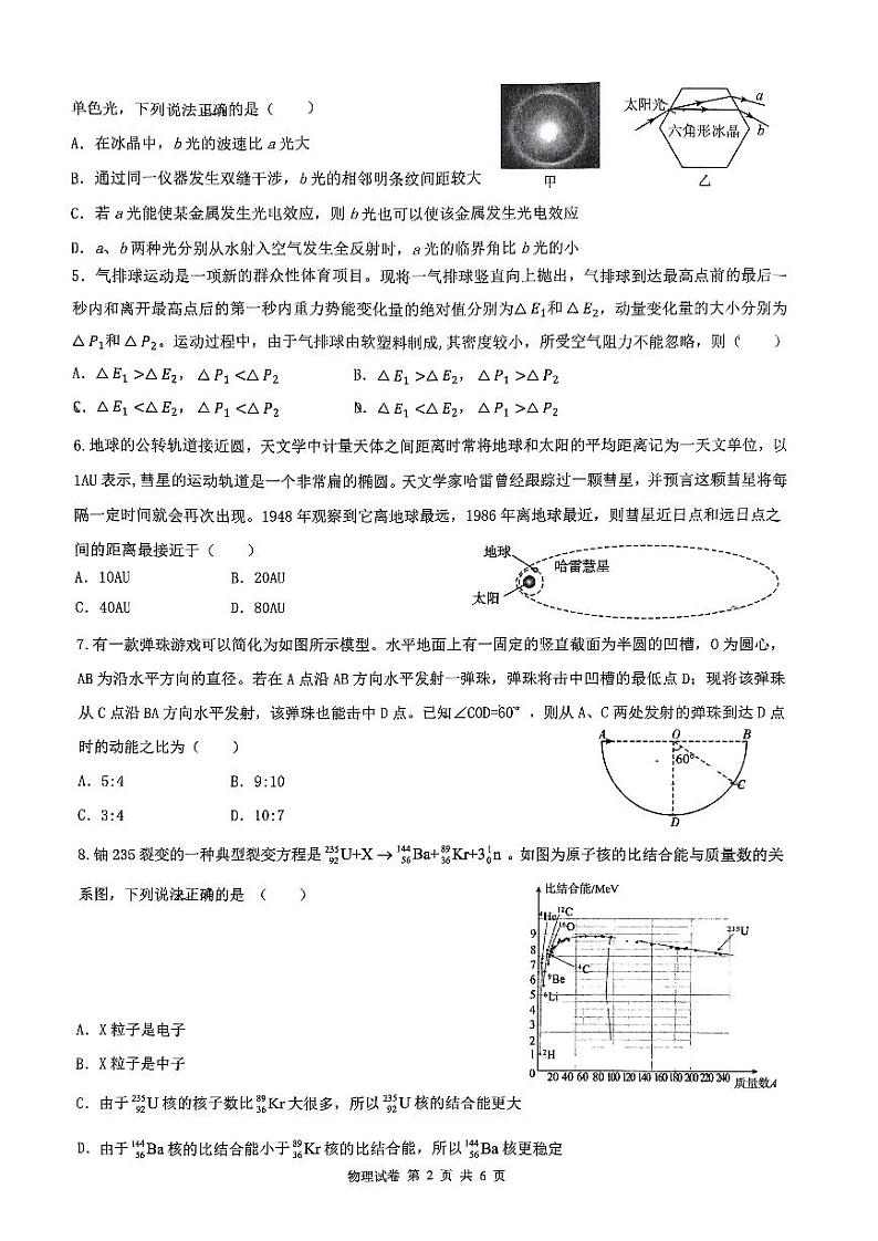 湖北六校新高考联盟学校2023-2024学年高三物理上学期11月联考试题（PDF版附答案）第2页