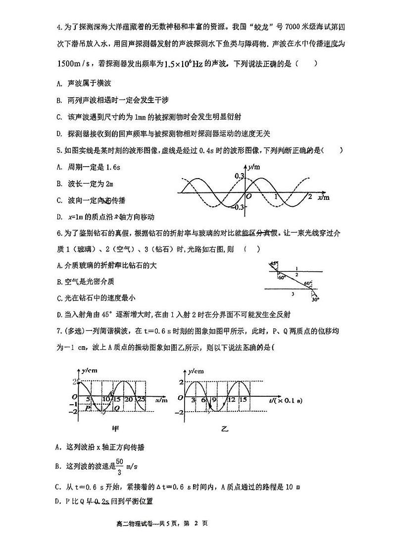 广东省深圳市高级中学高中园2023-2024学年高二上学期期中考试物理试卷02