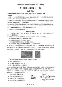 广东省深圳外国语学校高中园2023-2024学年高一上学期期中考试物理试卷