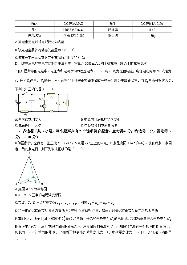 广东省深圳市翠园中学2023-2024学年高二上学期期中物理试题03