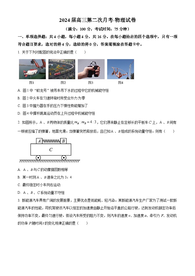 2024厦门双十中学高三上学期10月月考物理试题含答案01