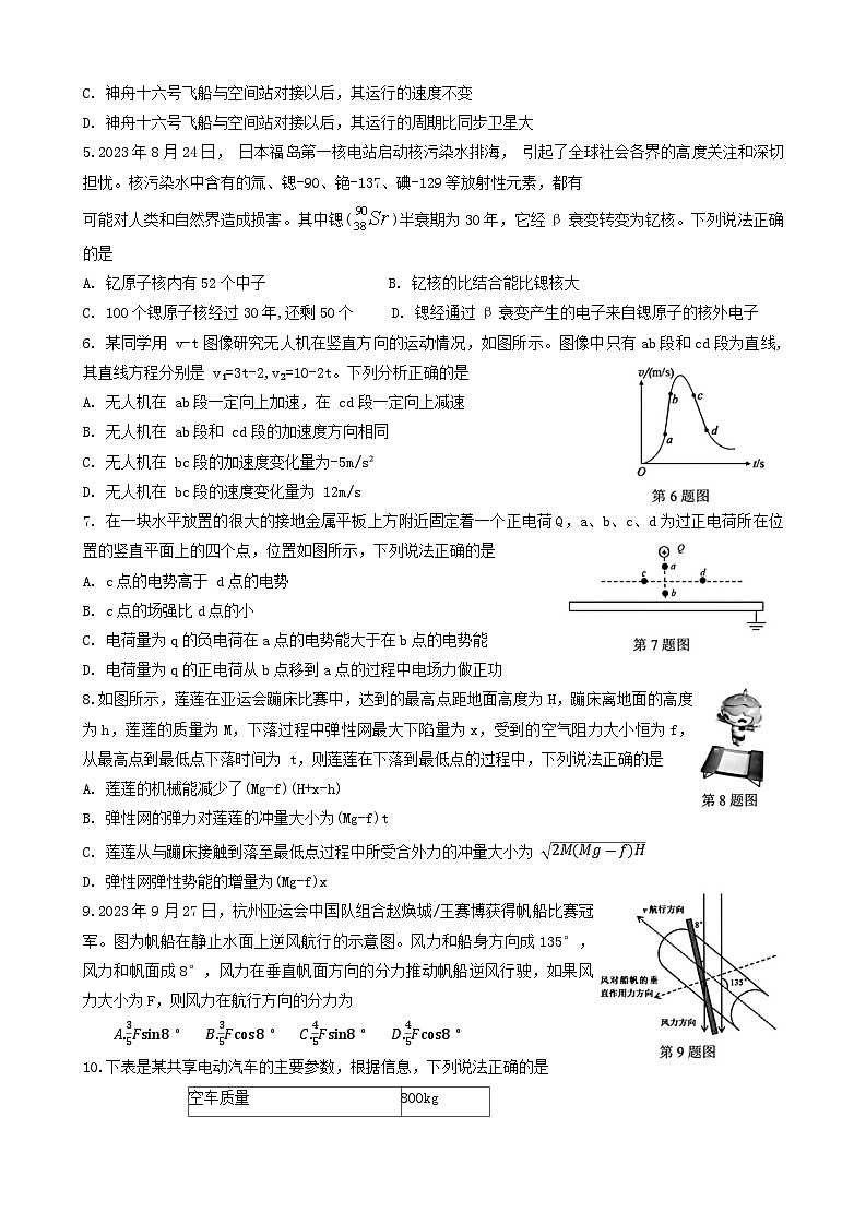 浙江省宁波市2024届高三上学期一模物理试题第2页