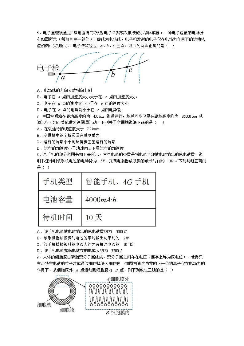 2024浙江省钱塘联盟高二上学期期中联考物理试题含答案02
