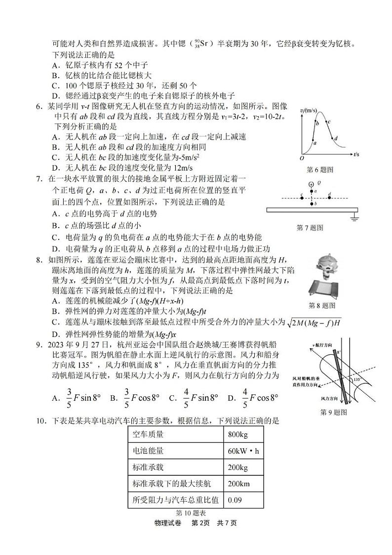 浙江省宁波市2023-2024学年高三上学期选考模拟考试（宁波一模）物理第2页