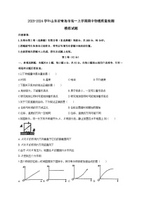 2023-2024学年山东省青岛市高一上学期期中物理质量检测模拟试题（含部分答案）