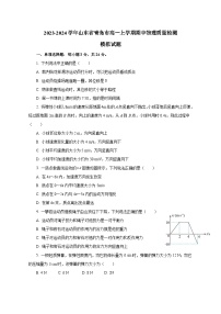 2023-2024学年山东省青岛市高一上学期期中物理质量检测模拟试题（含解析）