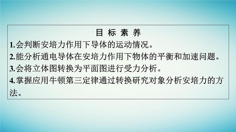 广西专版2023_2024学年新教材高中物理第1章安培力与洛伦兹力习题课一安培力作用下导体的平衡和加速课件新人教版选择性必修第二册第4页