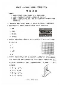 2024盐城高三上学期期中考试物理PDF版含答案