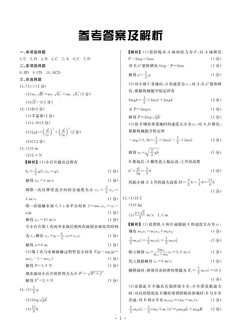 2024沧州部分高中高三上学期11月期中考试物理PDF版含答案01