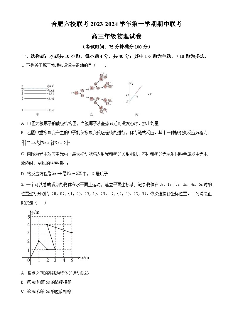 2024合肥六校联盟高三上学期期中联考物理试题含解析01