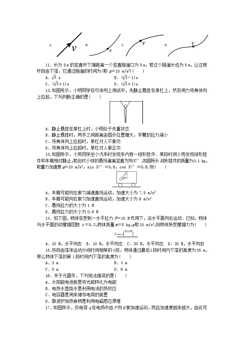 2021-2022学年广东省学业水平合格性考试模拟测试题（一）物理试题（Word版）03