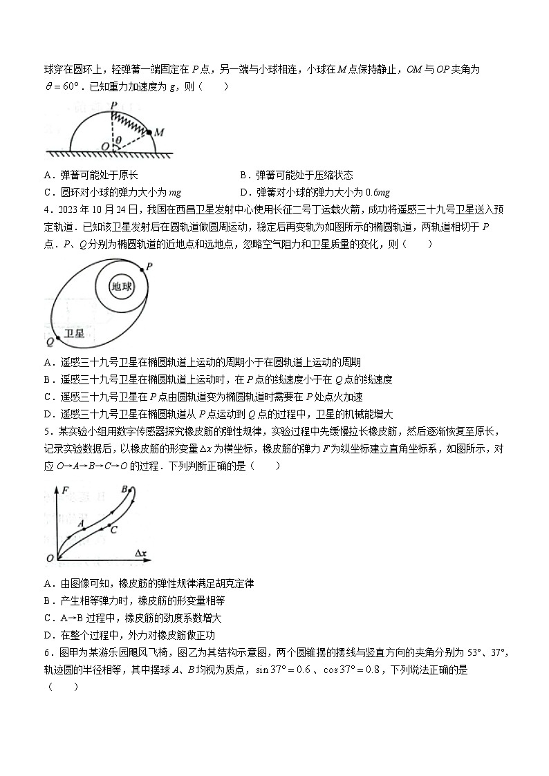 2023-2024学年陕西省咸阳市永寿县中学高三上学期第三次考试 物理试题（含解析）02