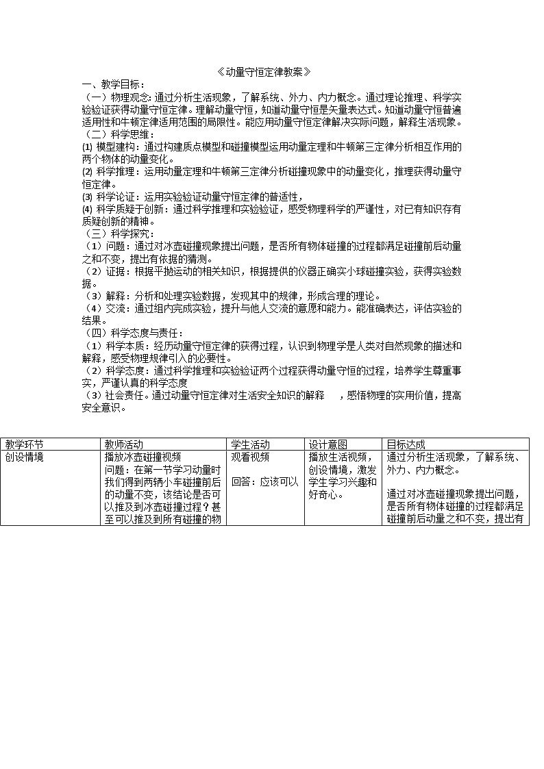 1.3 动量守恒定律 讲义  高中物理人教版（2019）选择性必修第一册01