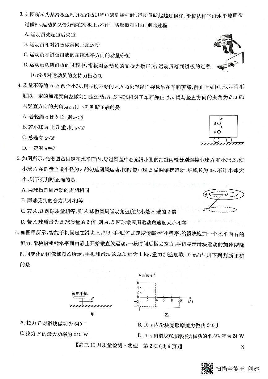 2024届河南省10月联考高三物理试卷（含答案）第2页