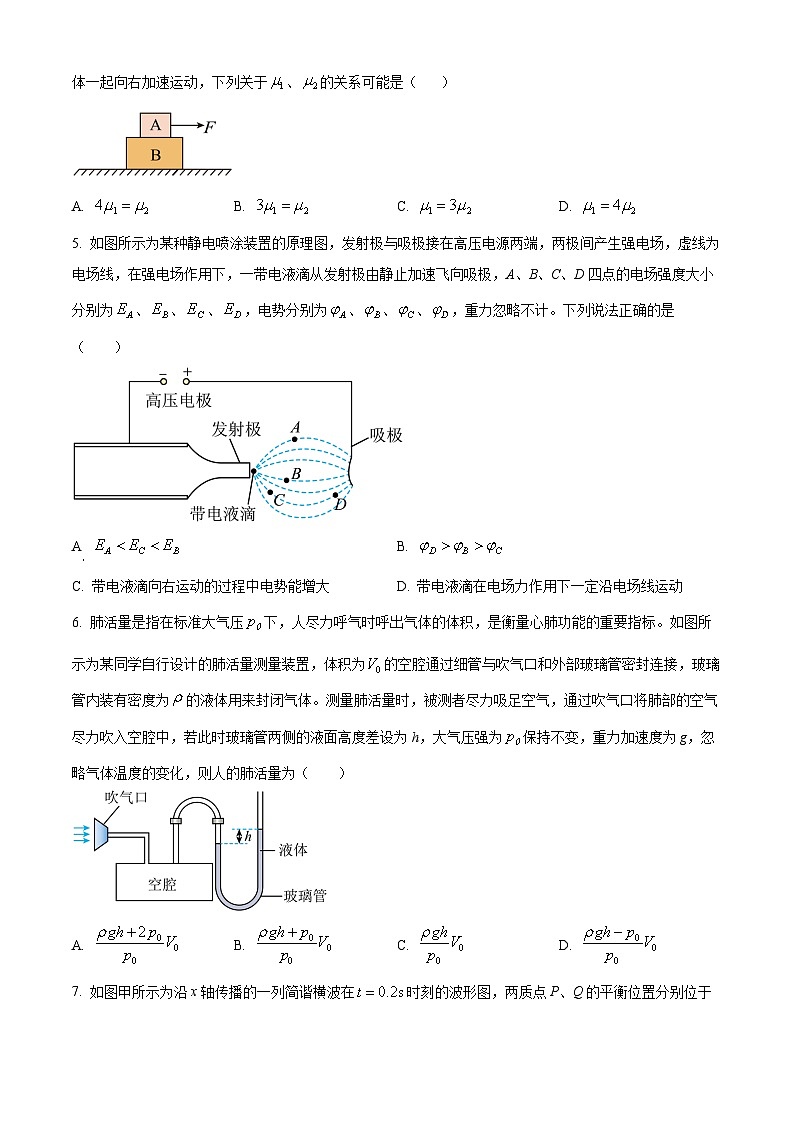 湖北省武汉市部分名校2023-2024学年高三上学期摸底联考物理试题（Word版附答案）第2页