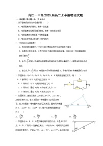 四川省内江市第一中学2023-2024学年高二上学期期中物理试题（Word版附答案）