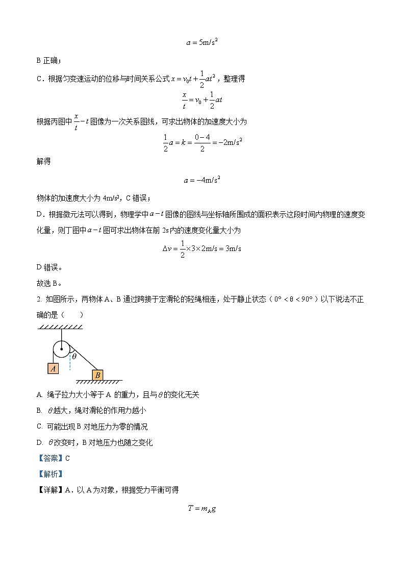 天津市滨海新区塘沽第一中学2023-2024学年高一上学期11月期中物理试题（Word版附解析）第2页
