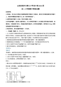 2024届山西省朔州市怀仁市第九中学高中部高三上学期11月期中考试物理试题  （解析版）