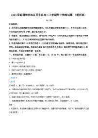 2023届新疆和田地区民丰县高三上学期期中物理试题 （解析版）