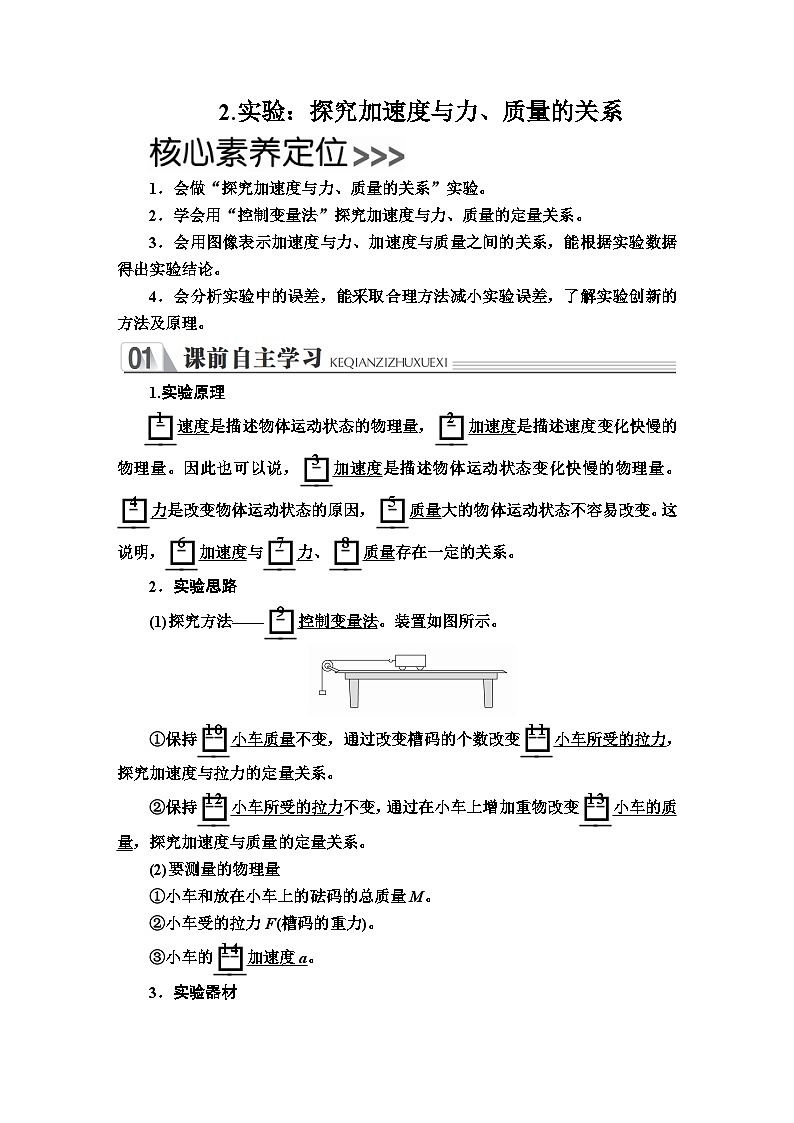 高中物理必修第一册《2 实验：探究加速度与力、质量的关系》教学设计1-统编人教版第1页