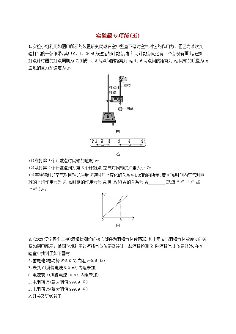 适用于新高考新教材2024版高考物理二轮复习题型专项练实验题专项练五（附解析）01