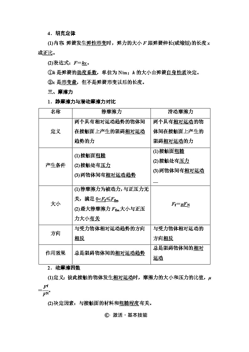 高考物理一轮复习第2章第1节重力弹力摩擦力课时学案第3页