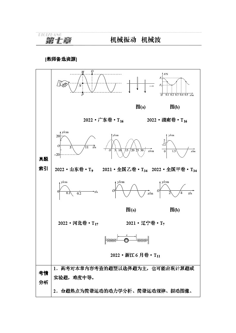 高考物理一轮复习第7章第1节机械振动课时学案01