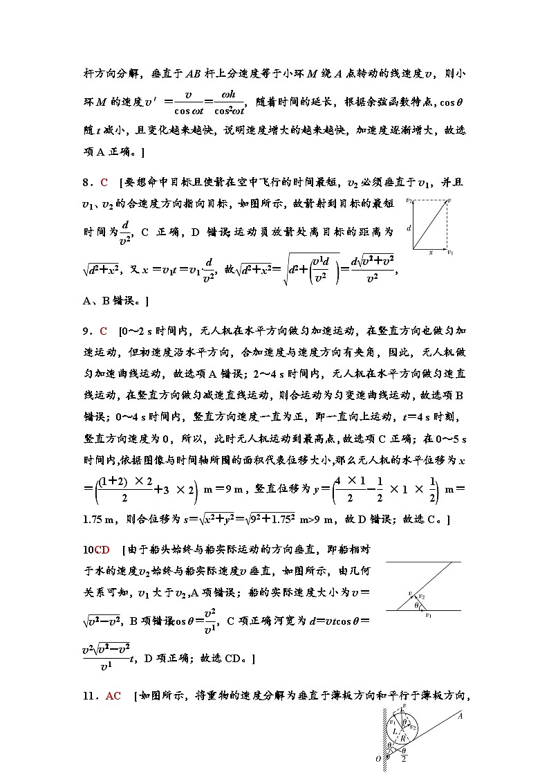 高考物理一轮复习课时分层作业8曲线运动运动的合成与分解含答案02