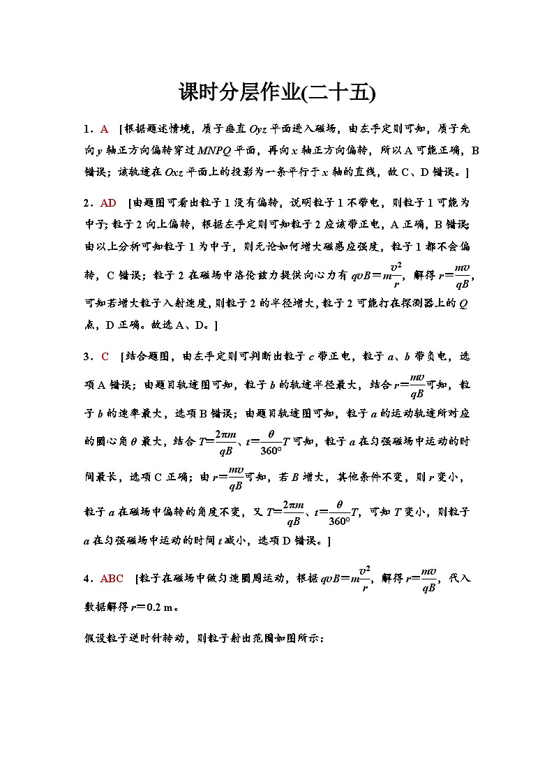 高考物理一轮复习课时分层作业25磁场对运动电荷的作用含答案01