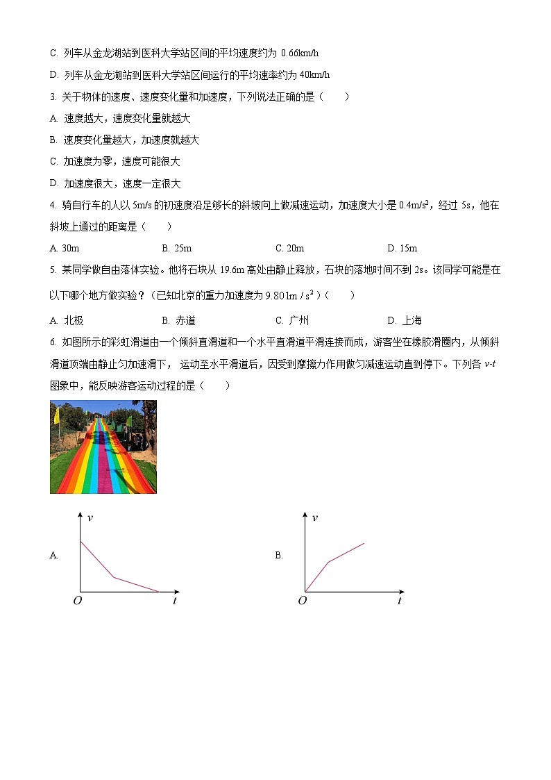 江苏省徐州市铜山区2023-2024学年高一上学期期中考试物理试题无答案第2页