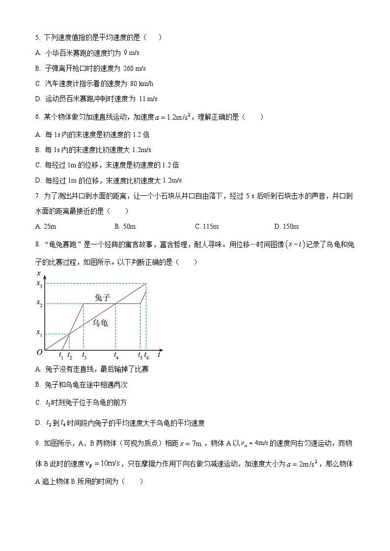 2024喀什地区疏勒县一中等三校高一上学期期中联考物理试题含解析02