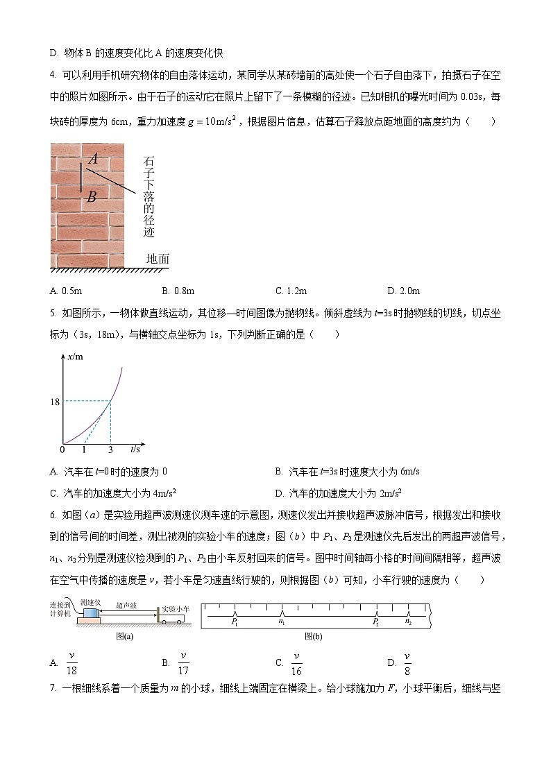 2024湖北省宜荆荆随重点高中教科研协作体高一上学期期中联考物理试题含解析02