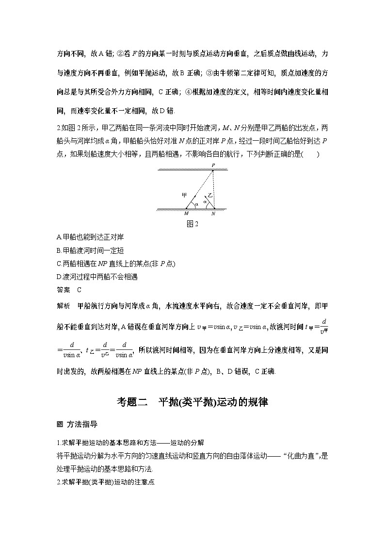 高考物理考前知识 专题3　力与物体的曲线运动03
